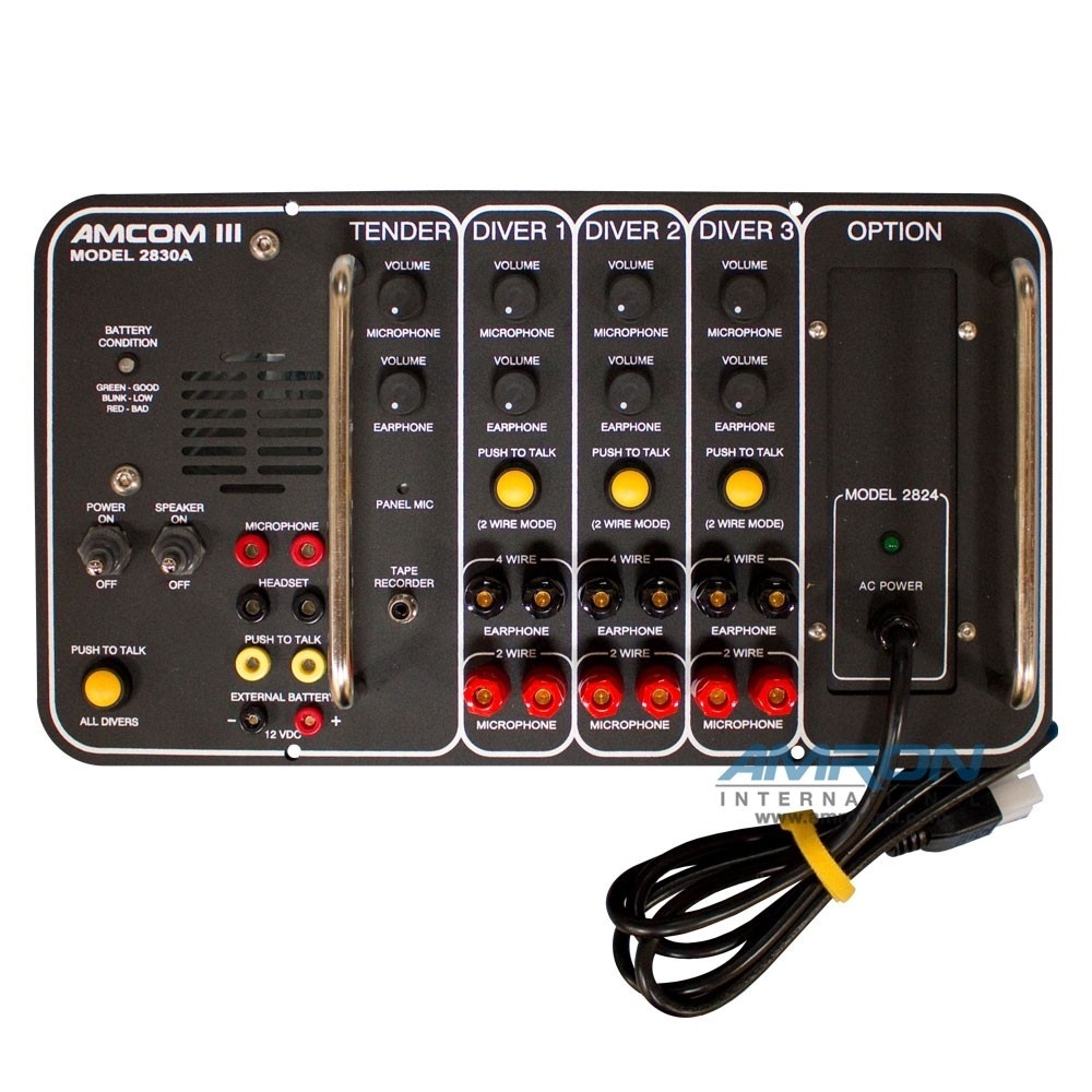 AMCOM III 2830A-04 Three-Diver Portable Communicator with Air Controls and Internal Charger