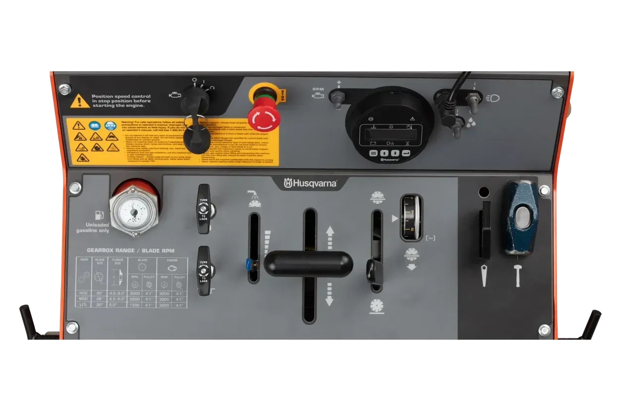 Well-balanced design with a low profile gives you high visibility and makes it easy to handle and transport.  Intuitive and ergonomic control panel