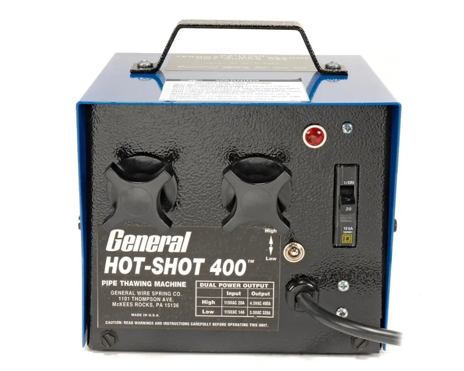 General Pipe Cleaners HS-400 Electric Hot-Shot Pipe Thawing Machine with Two 20 ft. #1 Cables & Clamps