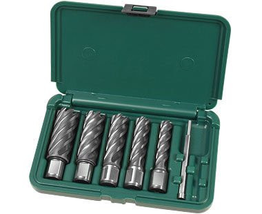 CS Unitec 1" depth HSS Steel Cutter Kit - includes 9/16", 11/16", 13/16", 15/16", 1-1/16", pilot pin & carrying case.