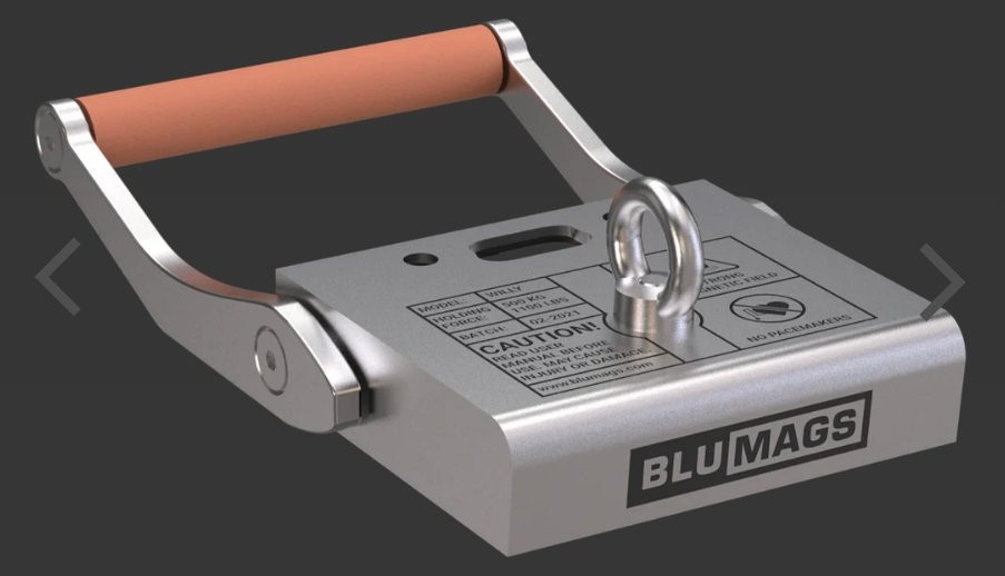 Blumags Pro BM500S underwater Stainless Steel Magnet W/ Carry Case (1100 lbs Holding Force)
