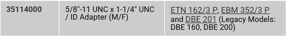 CS Unitec 5/8"-11 UNC x 1-1/4" UNC / ID Adapter (M/F)- for ETN 152/3 P, EBM 350/3 P & DBE 160