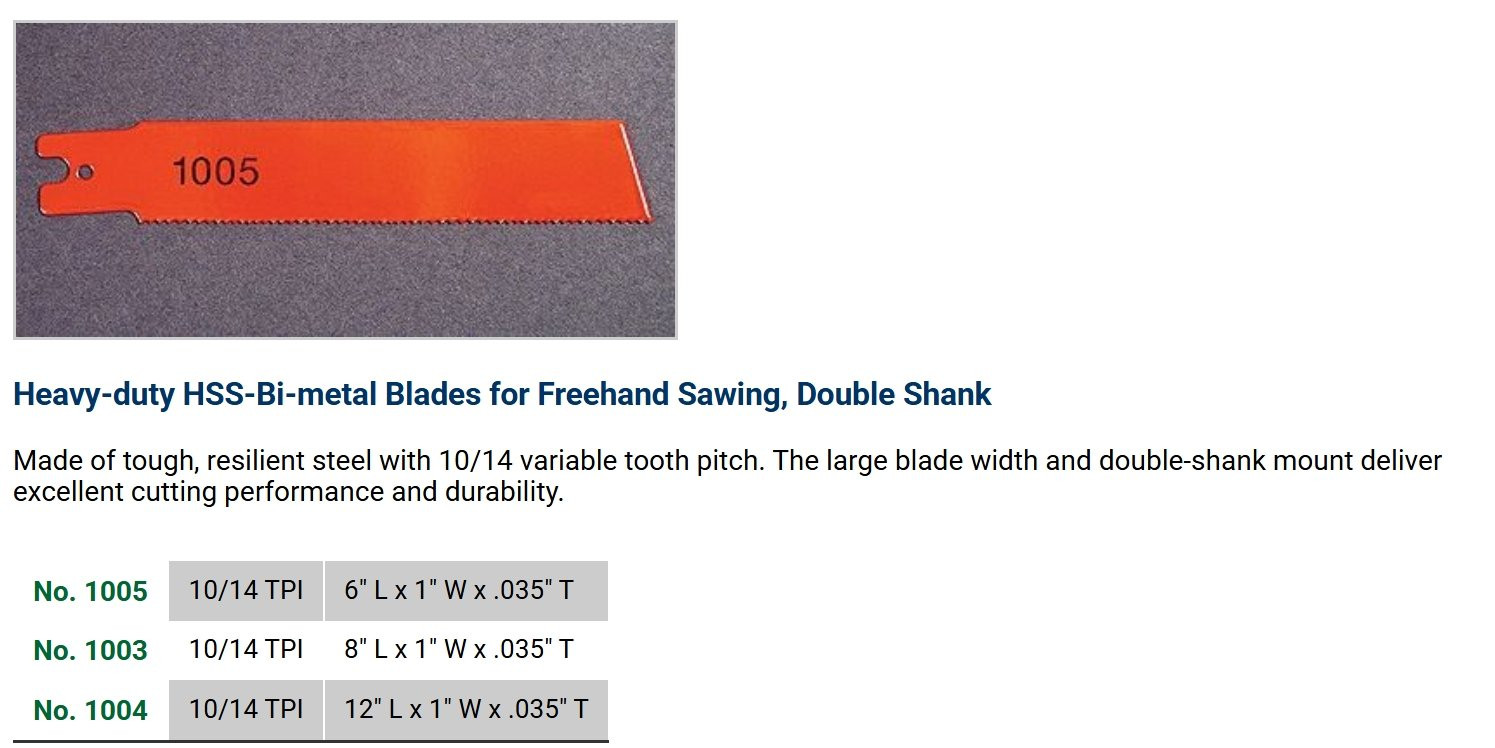 CS Unitec 1003 Heavy Duty Bi-Metal Reciprocating Saw Blades - 10/14 TPI (5 blades per pack)