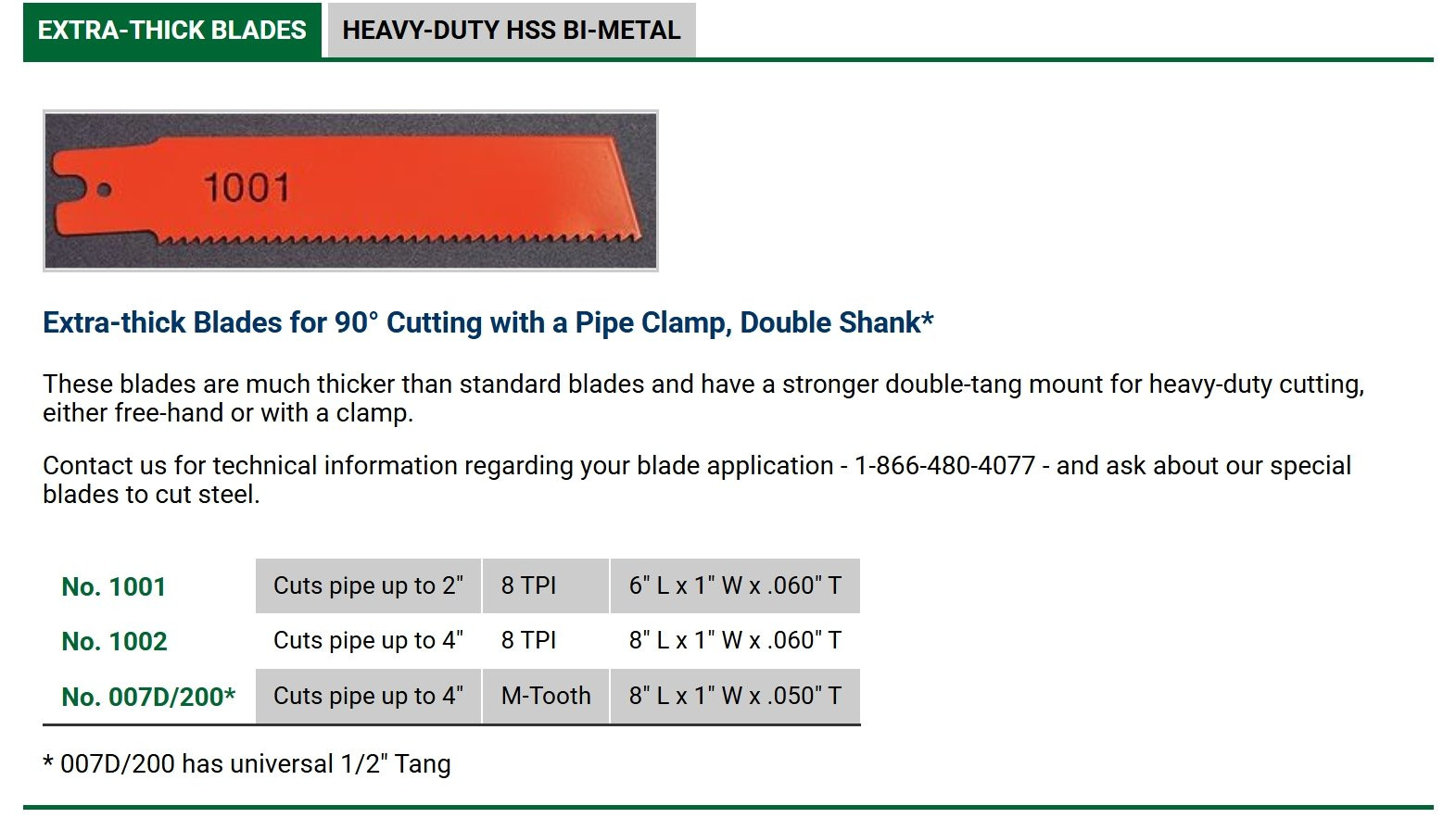 CS Unitec Pipe Cutting Reciprocating Saw Blades , 8 TPI, 8" L x 1" W x .060", double tang, (5) blades per pack