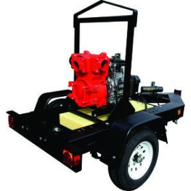 Multiquip QP4TKT16 Diesel-Powered Trash Pump on Multiquip TRLRMP Trailer