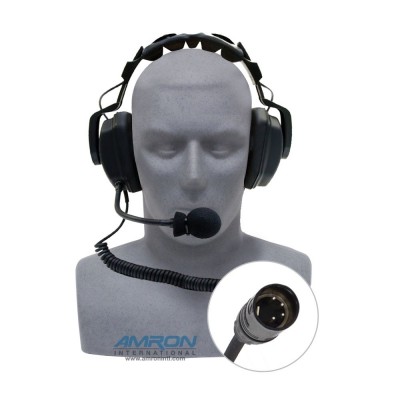 Amron 2460-31R Vented Standard Headset with 4 Pin Audio Connector with 6 Foot Coil Cable