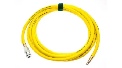 Sava 611192 Yellow inflation hose, 33 ft, Nytrile with Safety couplers (15 Bar/218 PSI)