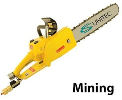 CS Unitec Air Chain Saw with Brake, 25”, 4 HP, 90 psi / 92 cfm, for underground/coal mining use