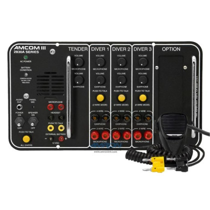 Amron 2830A-04 Three-Diver Portable Communicator with Air Controls and Internal Charger