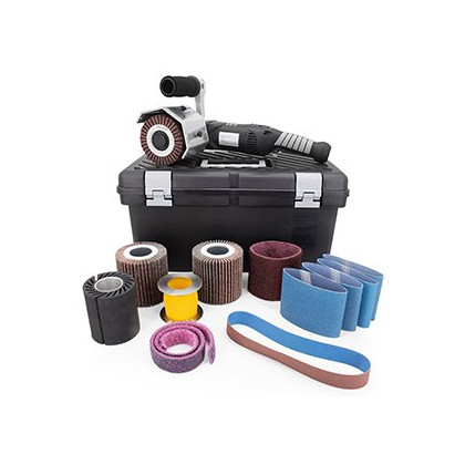 CS Unitec PTX Eco Smart Basic Kit for metal working - Includes: 1 PTX Eco Smart machine, 12.27 Amp, 110 V, 1 Carrying Case (P/N 40008), 1 60 grit flap wheel, 4" x 4-1/4" (P/N 47212), 1 80 grit interleaf (combi) wheel, 4" x 4-1/4" (P/N 47312), 1 Expansion 