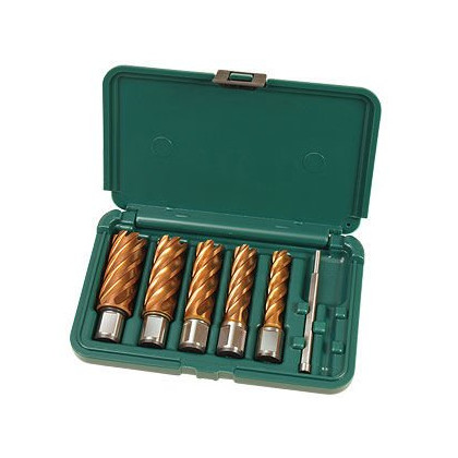 CS Unitec 2" depth Armor-plated Cutter Kit includes  9/16",11/16", 13/16", 15/16", 1-1/16", pilot pin & carrying case.